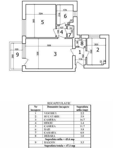 Apartament cu 2 camere semidecomandat în Obor
