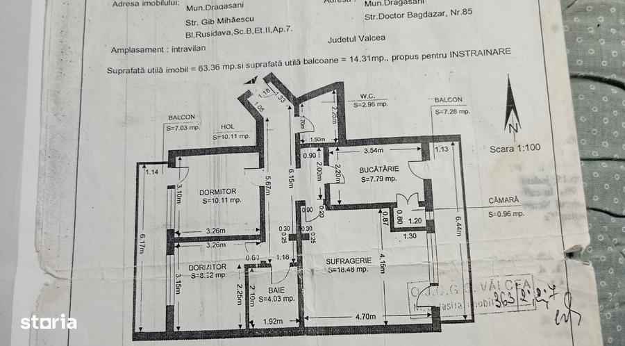 Apartament cu 3 camere decomandat în Central