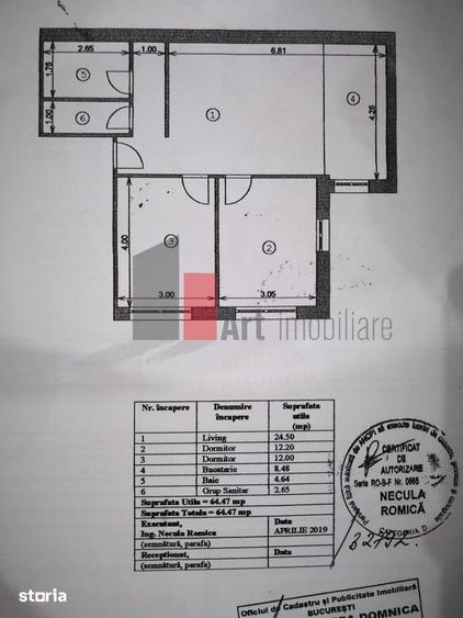 Apartament cu 3 camere semidecomandat, mobilat în Militari
