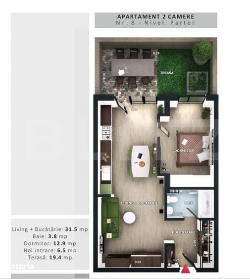 Apartament cu 2 camere în Florești — fotografia 1