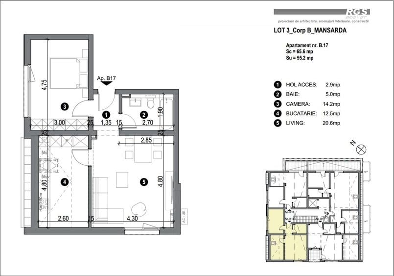 Apartament cu 2 camere semidecomandat în Freidorf