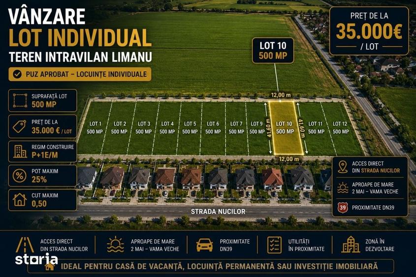 Teren de 500 mp, în Limanu