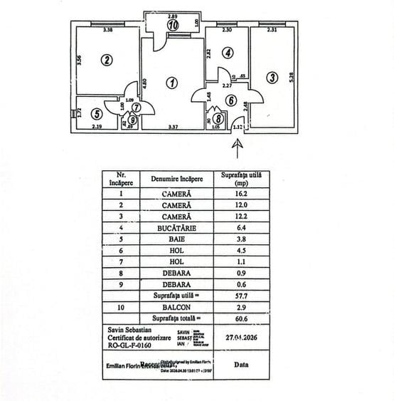 Apartament cu 3 camere zona centrală , stradal, intr-un bloc curat, 69.900 euro - 8