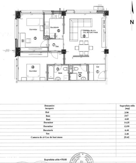Apartament cu 3 camere decomandat în UTA