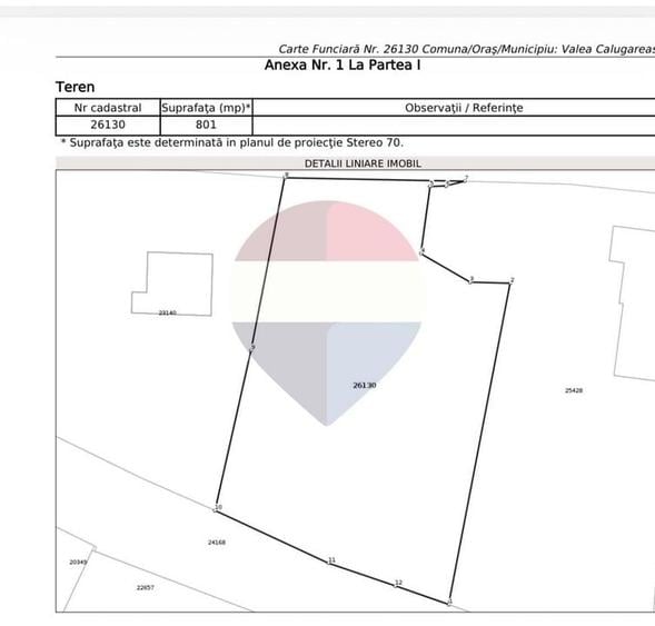 Teren Construcții intravilan de 800 mp, în Valea Călugărească