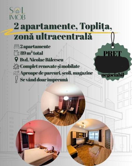 Apartament cu 2 camere semidecomandat, mobilat în Ultracentral