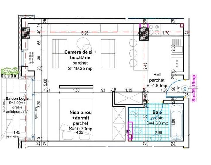Apartament cu 2 camere semidecomandat în Baciu