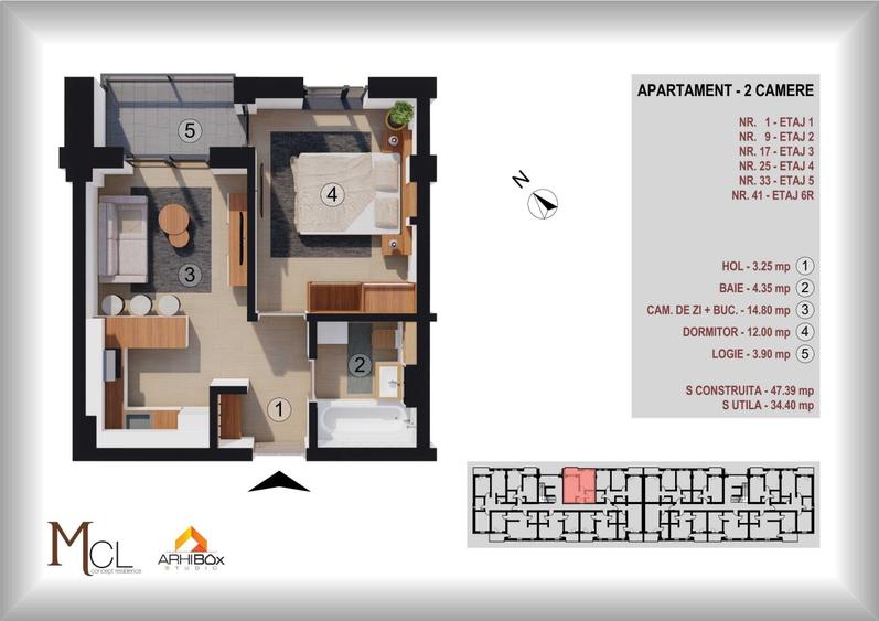 Apartament 2 camere str. BRINCOVEANU 1B, 1202+TVA/MP - 2
