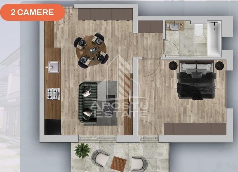 Apartament cu 2 camere semidecomandat în Chișoda