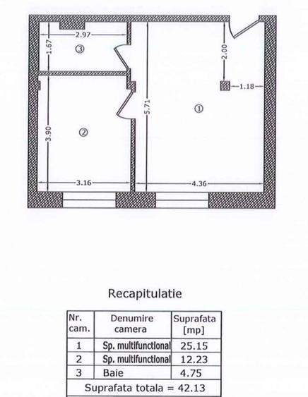 Apartament cu 2 camere semidecomandat în Viilor