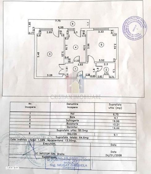 Apartament cu 2 camere decomandat în Călărași