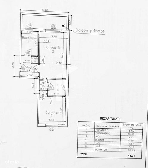 Apartament cu 2 camere semidecomandat în Paltiniș