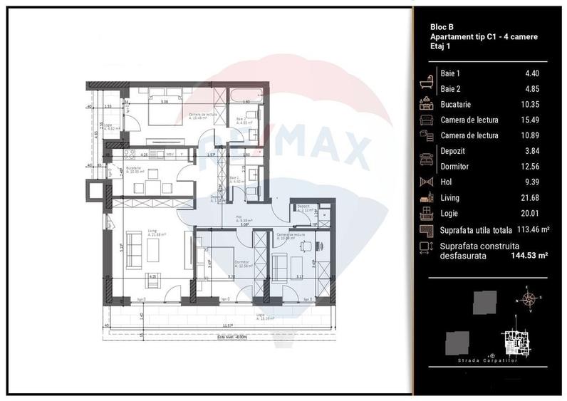 Apartament cu 4 camere decomandat în Răcădău