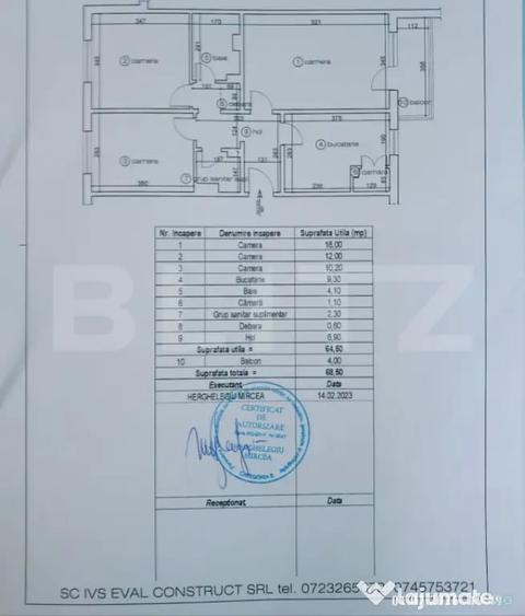 Apartament cu 3 camere decomandat în Florilor
