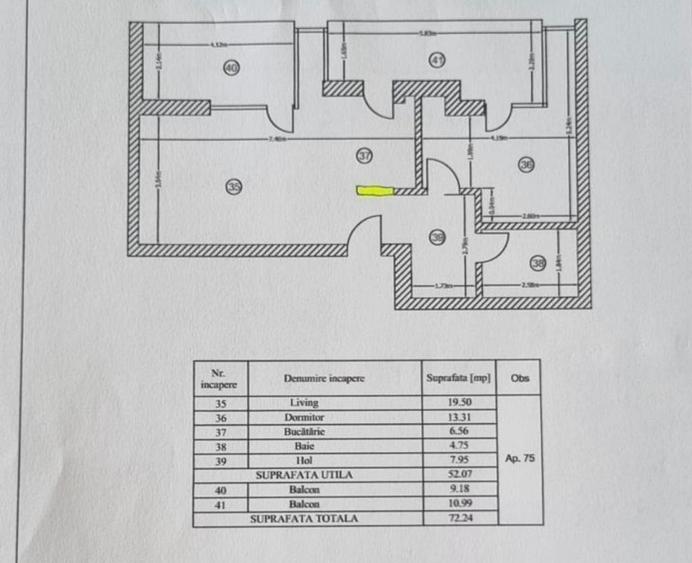 Apartament cu 2 camere decomandat în Pipera