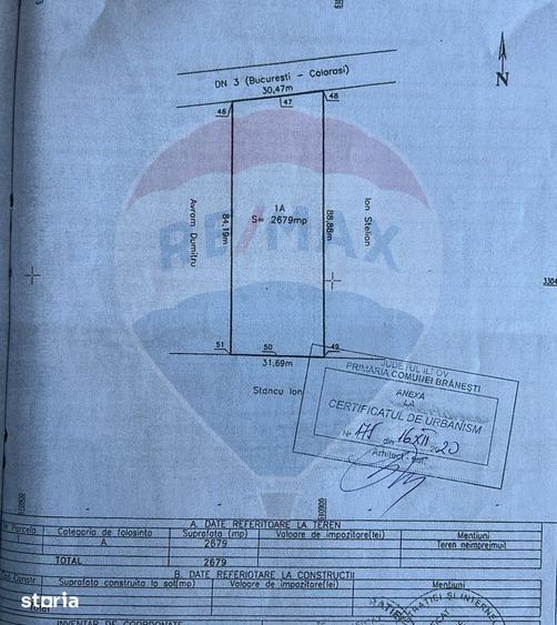 Teren de 2679 mp, în Brănești