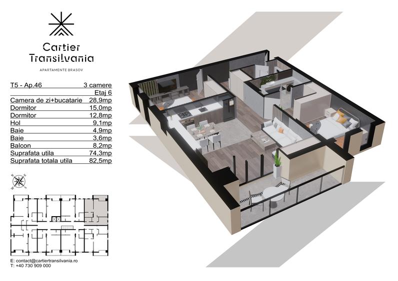 CARTIER TRANSILVANIA, APARTAMENT 3 CAMERE INCALZIRE PARDOSEALA,FATADA VENTILATA - 16