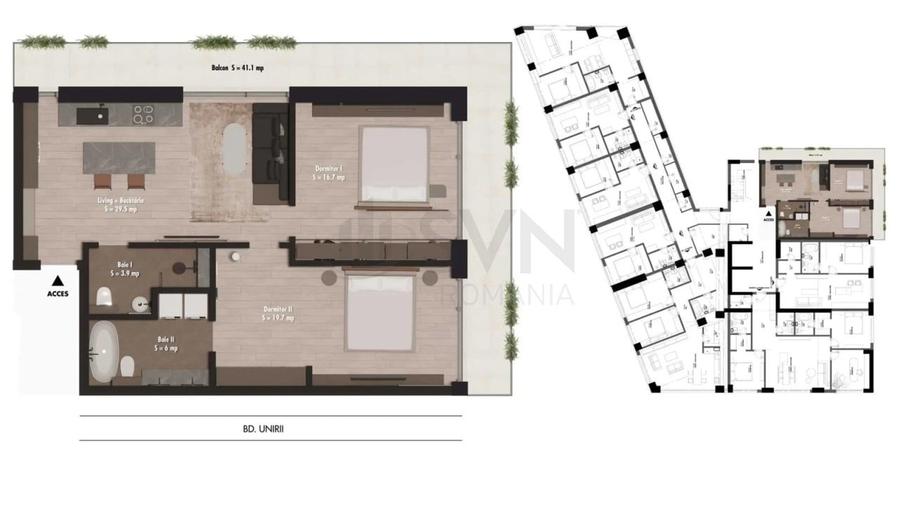 Apartament cu 3 camere semidecomandat în P-ța Unirii