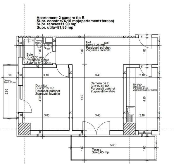 Apartament cu 2 camere în Abator