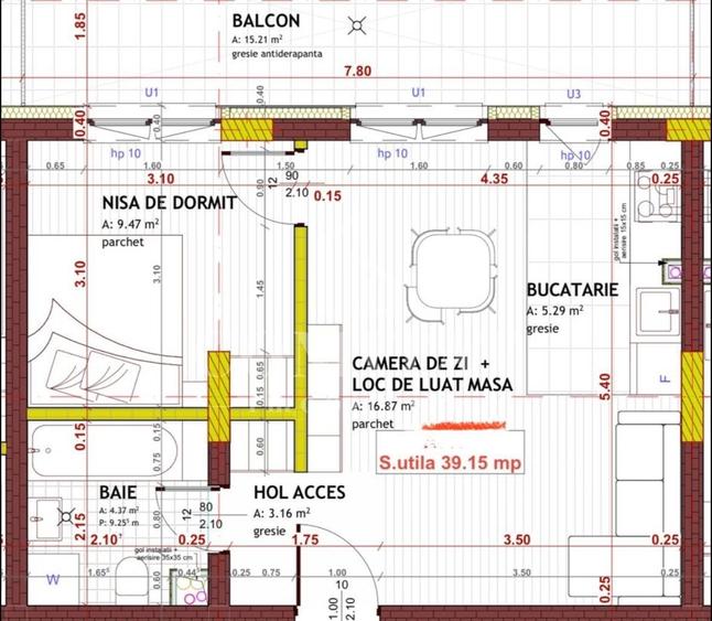Apartament cu 2 camere semidecomandat în Florești