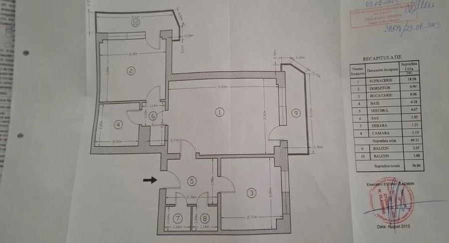Apartament cu 2 camere semidecomandat în Moșilor