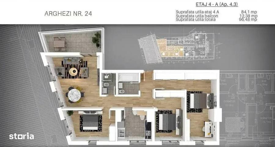 Apartament 4 camere su 84,10mp | UltraCentral | Comision 0% | Bloc Nou - 4