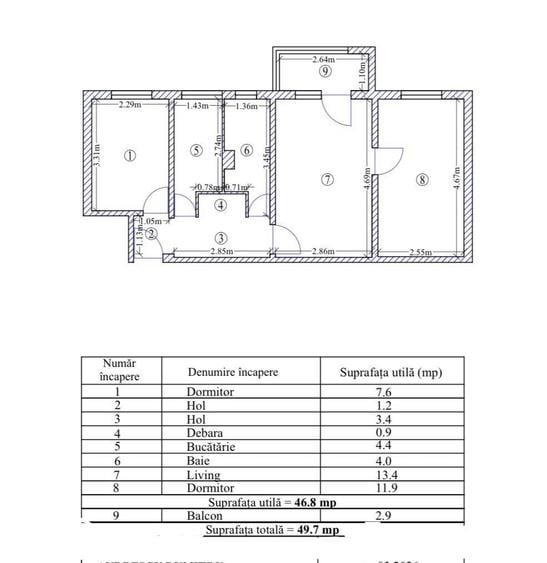 Apartament cu 3 camere semidecomandat în Km 4