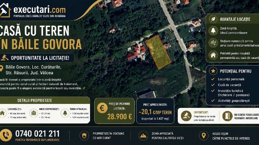 Casă individuală cu 3 camere cu Teren 1437 Mp în Curăturile