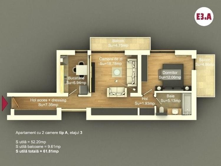 Apartament cu 2 camere, mobilat în Parcul Carol