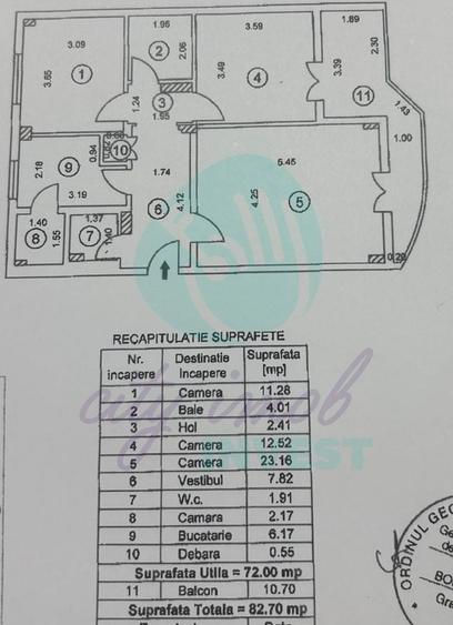 Apartament cu 3 camere decomandat, mobilat în Unirii