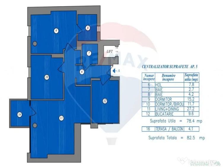 Apartament cu 3 camere decomandat în Națiunile Unite