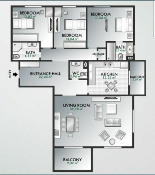 Apartament cu 4 camere decomandat în Nord