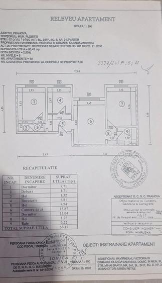 Apartament cu 3 camere semidecomandat în Central
