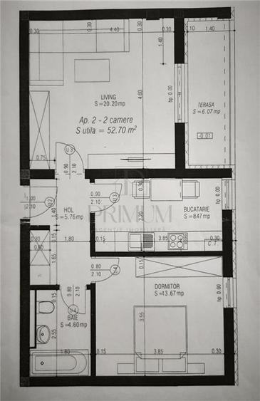 Apartament cu 2 camere decomandat, mobilat în Braytim