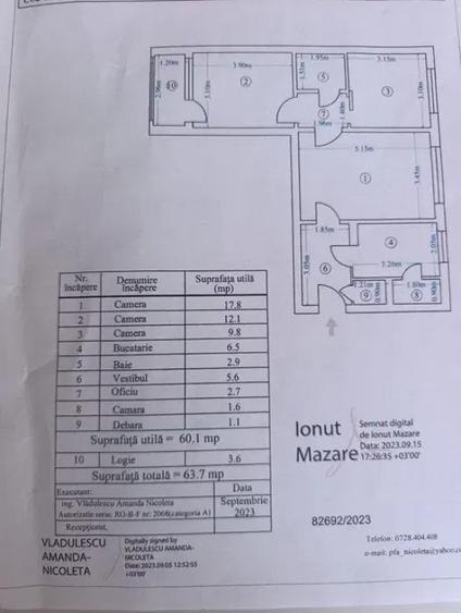 Apartament cu 3 camere semidecomandat în Titan