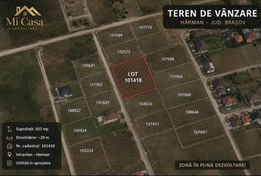Teren Construcții intravilan de 1000 mp, în Hărman