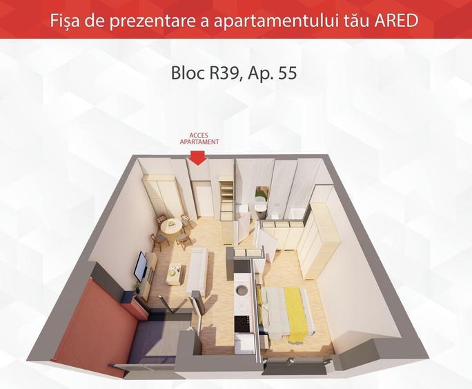 Apartament cu 2 camere decomandat, mobilat în UTA