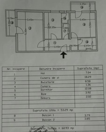 Apartament cu 2 camere decomandat în Popa Șapcă