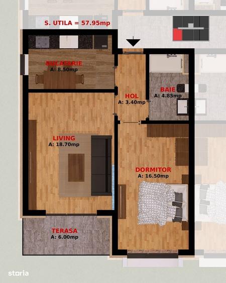 Apartament cu 2 camere în Fundeni