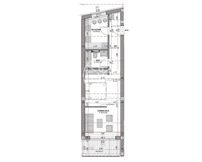 Garsoniera decomandata, aer conditionat, la cheie - clasa energetica A - 7