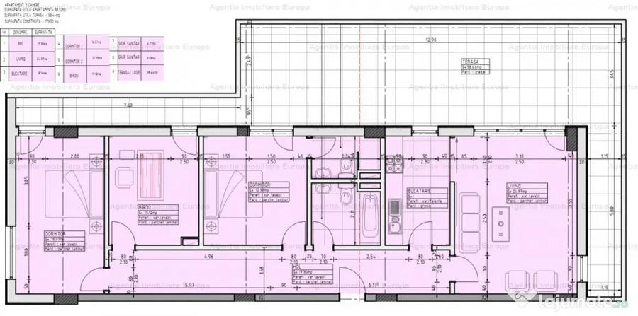 Apartament cu 4 camere decomandat în C5
