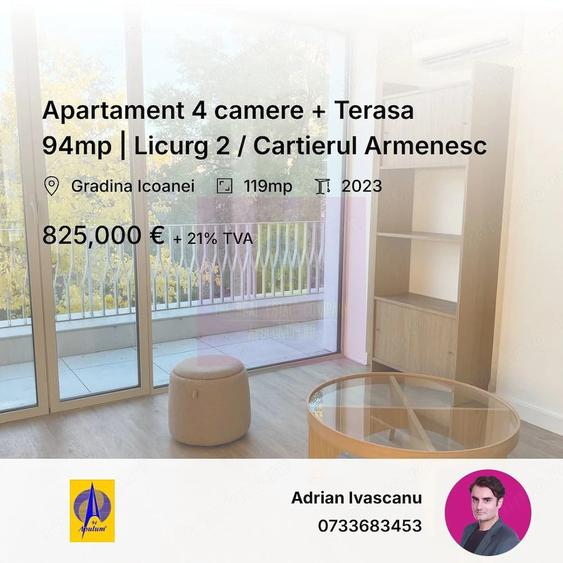 Apartament cu 4 camere decomandat în Central