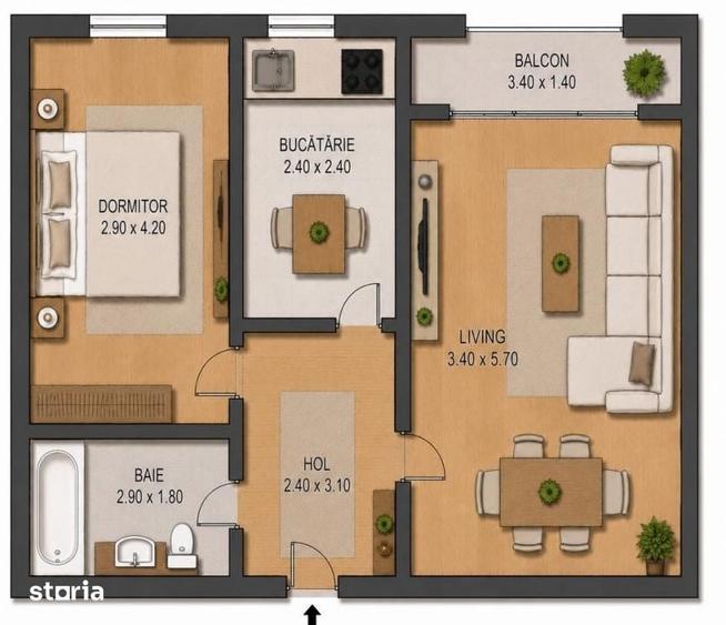 Apartament cu 2 camere în Bună Ziua