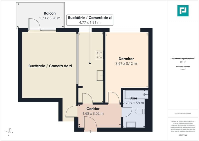 Apartament cu 2 camere în Pipera