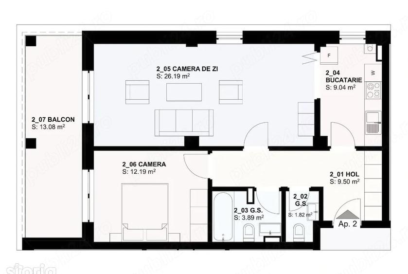 Apartament cu 3 camere nedecomandat în Central