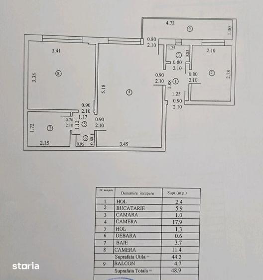 Apartament cu 2 camere, mobilat în 1 Mai