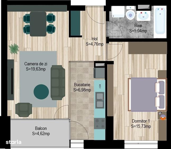 Apartament cu 2 camere în Ștefan cel Mare