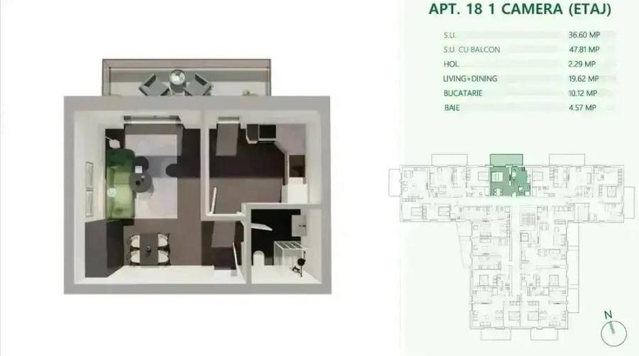 Garsoniera cu balcon 11,21mp | Metrou Mihai Bravu I COMISION 0 % - 7