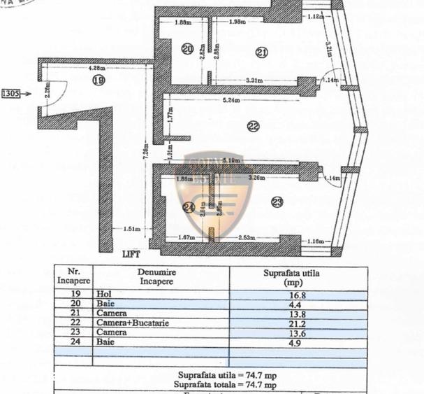Apartament cu 3 camere în Central