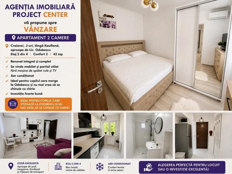 Apartament cu 2 camere nedecomandat în Craiovei